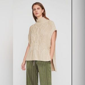 Bcbg turtleneck sleeveless chunky poncho sweater
